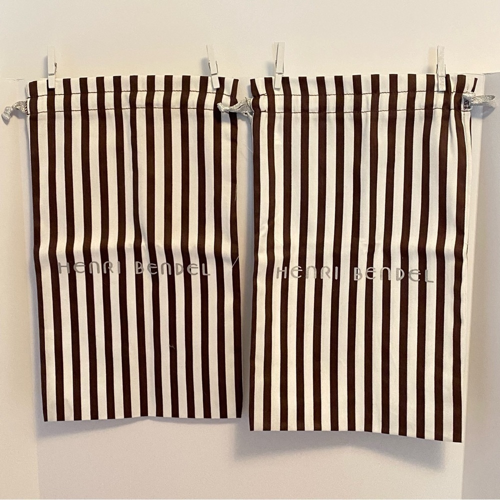 Henri Bendel Brown & White Drawstring Dust Cover Shoe Bags Set Of 2